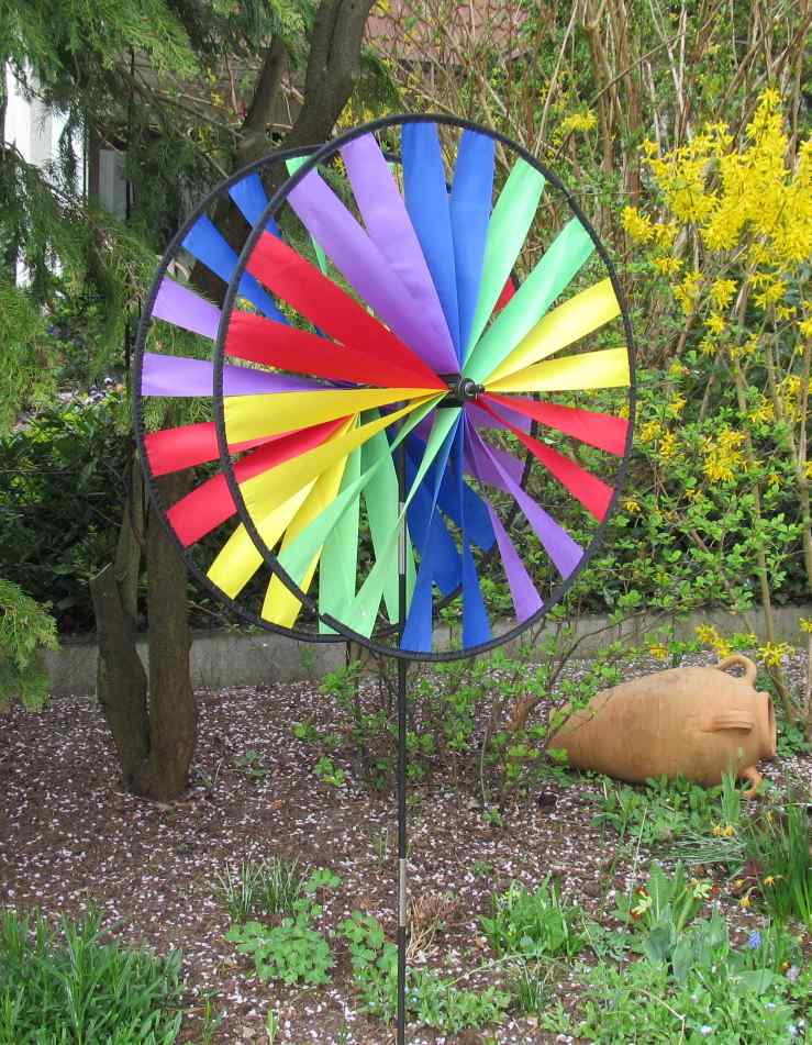 40 Stück Windräder Regenbogen-Blumen – 12 Cm Durchmesser, Mit Holzstäben Für Garten-Deko